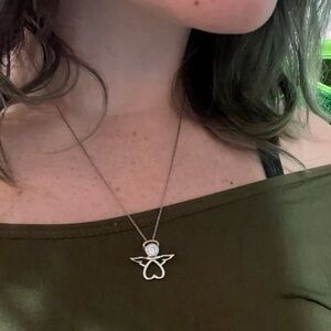 Silver Angel Heart Necklace